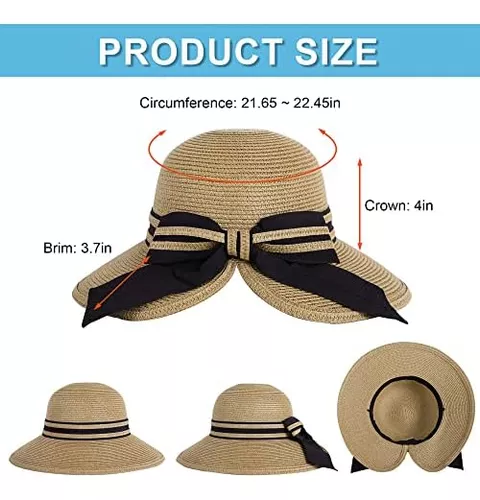  Verabella Sombreros de ala ancha para mujer, sombreros de  verano de moda para mujer, sombreros de playa para mujer, sombrero de ala  grande plegable con correa