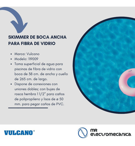 Imagen 5 de 10 de Skimmer Vulcano Boca Ancha Piscina Fibra 38cm / 119009