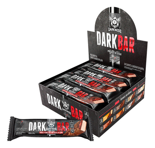 Suplemento em barra Darkness  Dark Bar Dark Bar carboidratos Dark Bar sabor  frutas vermelhas com chocolate chips em caixa de 720g 8 un