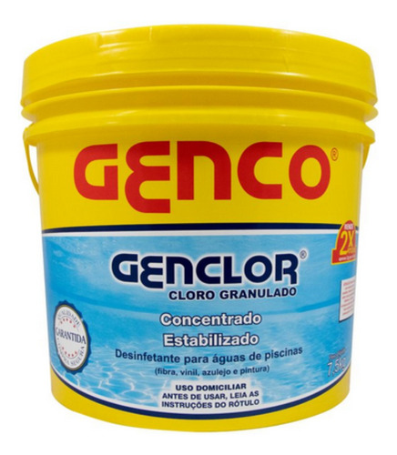 Cloro Genclor Granulado Estabilizado Dicloro 7,5 Kg - Genco