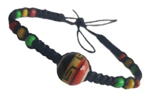 Pulsera Unisex De Macramé Y Cerámica Andina