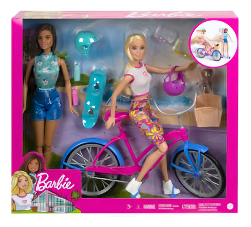 Set De Juego Día De Paseo En Bicicleta Con Accesorios Barbie Color Rosa