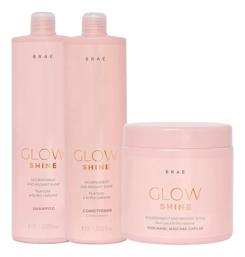 Braé Glow Shine Shampoo, Condicionador E Mascara 1 Litro