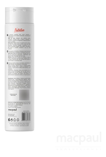 Shampoo Nutritive Macpaul 300ml Repõe Lipídios E Nutrientes