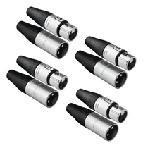 Comprar Kit 04 Xlr Fêmea + 04 Xlr Macho 3 Pinos Niquelados Roxtone Cor Prateado Com Preto
