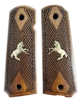 Comprar Cachas En Madera Cafe Con Grabado Caballito Colt 1911 38 45 Caballito Chapeado