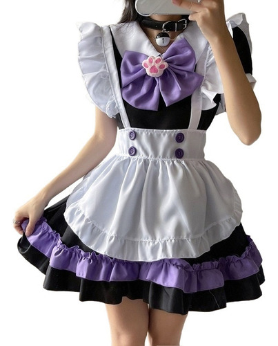 Disfraz De Cosplay Traje Rosa Lindo Maid Lolita Kawai Set