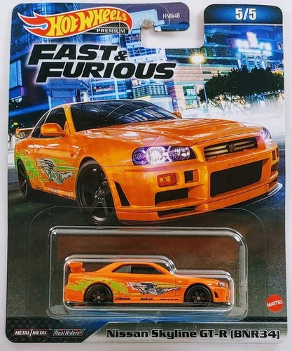 Hot Wheels Premium Nissan Skyline Gt-r (bnr34) Naranja Brian