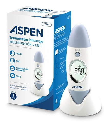 Imagen 2 de 4 de Aspen Termómetro Digital Infrarrojo Contacto 4 En 1 Ts8