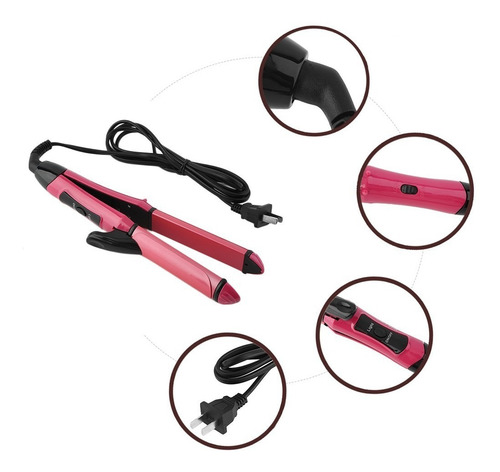 Imagen 2 de 7 de Plancha Para Cabello Alaciadora Ceramica Y Rizadora 2 En 1