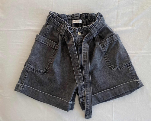 Zara Kids. Short Con Cinto. Jean Gris. Talle 11/12  #sol43