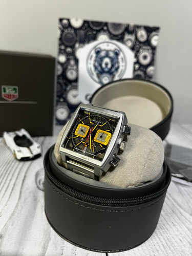 Reloj Hombre Mónaco Cronógrafo Calendario Plateado Plateado (Reacondicionado)
