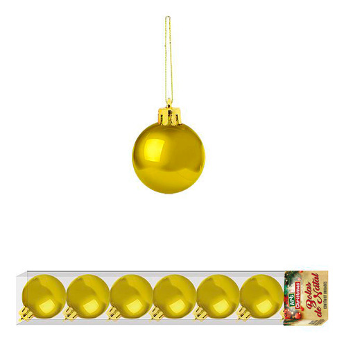 Bolas De Natal Lisa Dourada Com 7 Unidades Decoração Natal