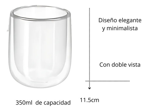 8 Pzas Juego De Vasos Vidrio Doble Pared Capacidad 350 Ml