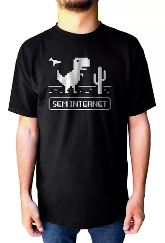 Camiseta game sem internet dinossauro