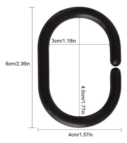 Regadera De Baño Flexible Con Gancho Tipo C De Plástico Negr
