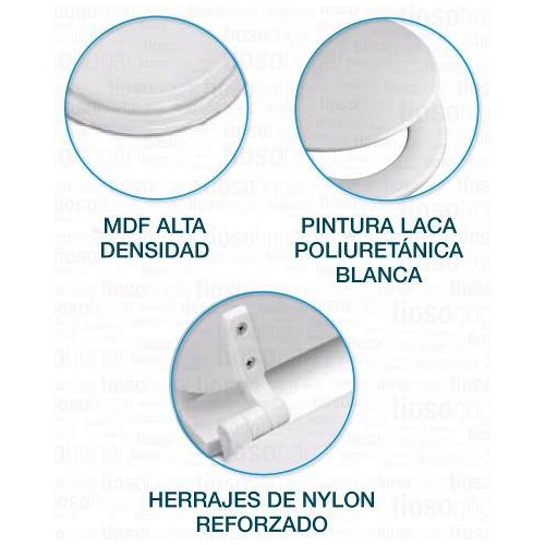 Imagen 7 de 10 de Asiento Inodoro Tapa Madera Laqueada Herraje Nylon Pvc