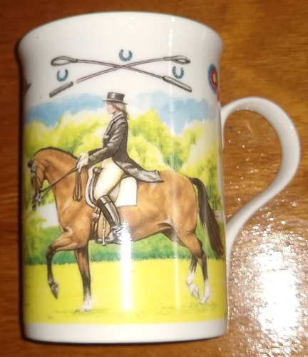 Juego 4 Tasas Ceramica Motivo Ecuestre (Usado)