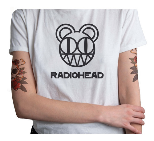Polera Radiohead Banda Metal Rock Hombre Mujer Blanca