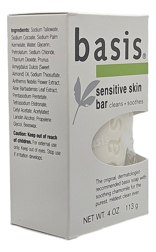 Basis Jabón En Barra Para Piel Sensible Sin Perfume 4pack