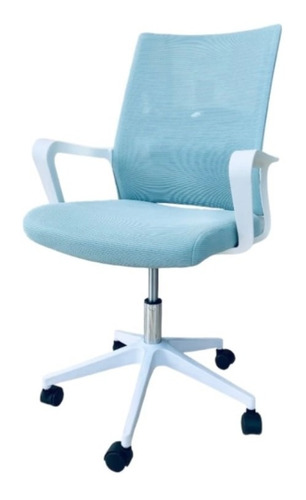 Silla De Escritorio Oficina Ergonómica Celeste De Poliester