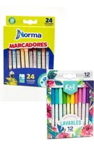 Comprar Kiut Set 12 Plumones Lavables + Marcadores Lavables Norma 24