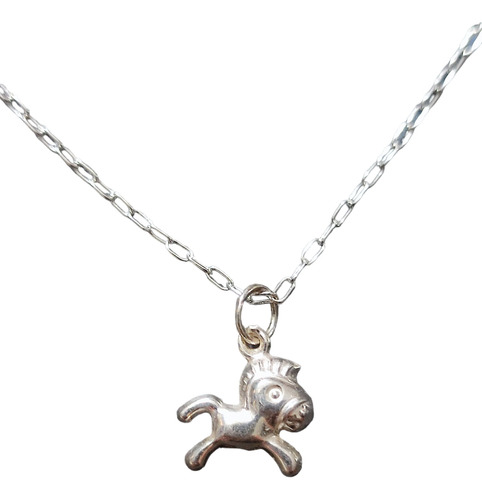 Collar Cadena Caballo Poni Niño Niña Plata 925 + Caja Regalo