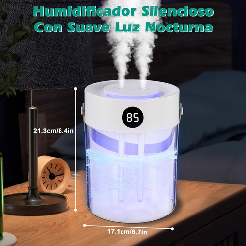 Humidificador De Gran Capacidad De 3l, Doble Pulverizador