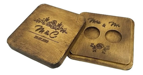 Caja De Madera Personalizada Anillos Compromiso Art1064