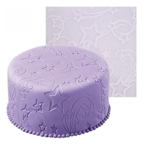 Tapete De Silicón Para Fondant Textura De Estrellas Wilton Color Morado
