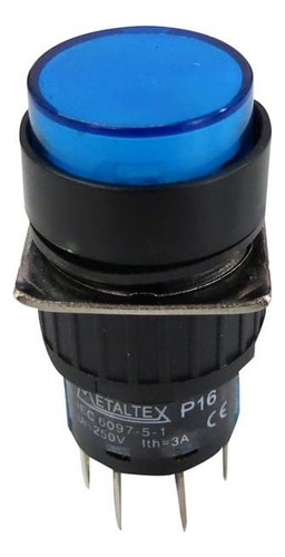 Botão 16mm 2 Rev Led 24v Azul P16br - Metaltex (i)