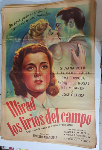 Antiguo Afiche Cine Original-mirad Los Lirios Del Campo-sb