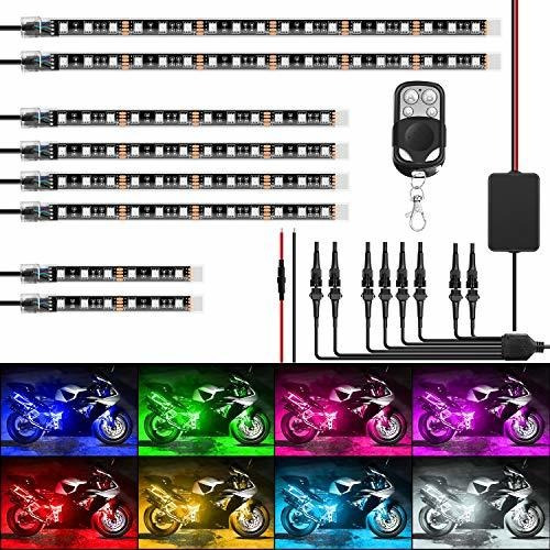 Nilight Tl-42 - Kit De 8 Luces Led Rgb Para Motocicleta, Imp