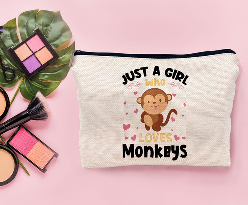 Bolsa De Maquillaje Con Texto 'just A Girl Who Loves Monkeys