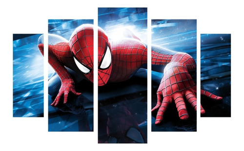 Imagen 2 de 7 de Cuadro Moderno Decorativo Madera Hombre Araña Spiderman Hd