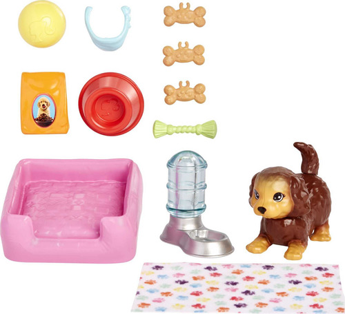 Set De Mascotas Y Accesorios De Barbie Con Un Cachorro Con N