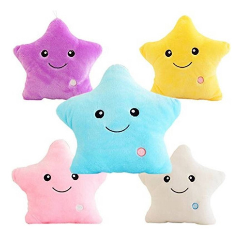 Cojin Peluche Almohada Estrella Led Felpa Luces Multicolor