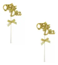 Comprar X24 Adorno Topper Feliz Dia Papa Mama Aniversario Dorado