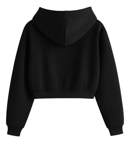 Buzo Canguro Crop Hoodie Liso Algodon Frizado Con Capucha