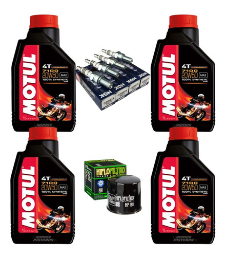 Kit Afinacion Motul 7100 Hf Ngk R6r R1 Gsxr Zx6r Zx10 1000rr