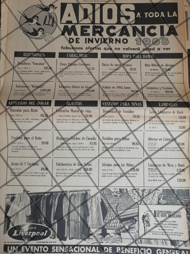 Publicidad Retro Tienda Liverpool 1969 T. Poster 96