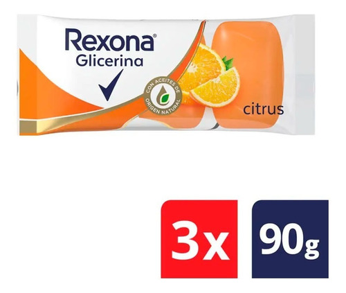 Rexona Citrus Glicerina Jabón En Barra 90g Pack X 3