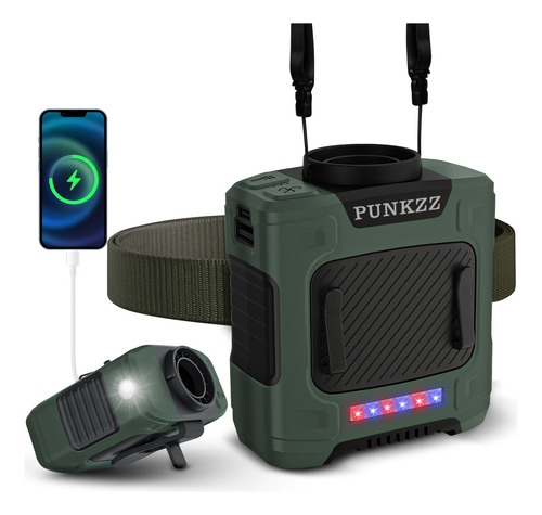 Ventilador Portátil Recargable Punkzz Con Luz Color Verde Musgo