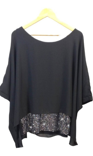 Imagen 2 de 5 de Blusas De Gasa Con Lentejuelas Fiesta Mujer Talles Grandes