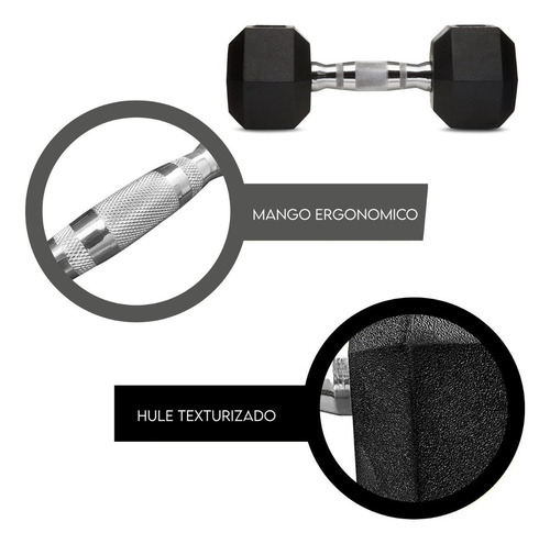 Mancuernas Para Ejercicio Par De Pesas Hexagonales Gym 100lb Color Negro