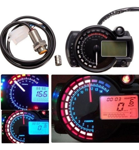Hx Motocicleta Digital Lcd Odómetro Velocímetro 7 Colores