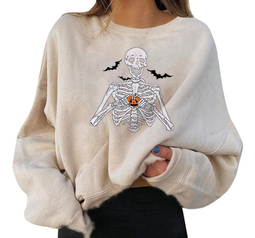 Linda Sudadera Halloween Para Mujer Manga Larga 3d