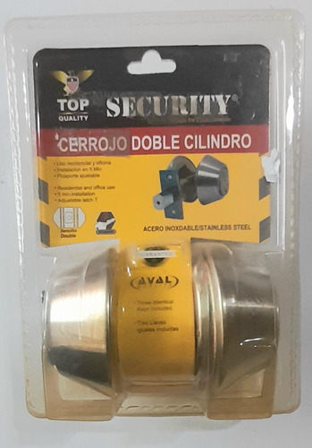 Cerrojo Doble Cilindro .3 Llaves. Security 