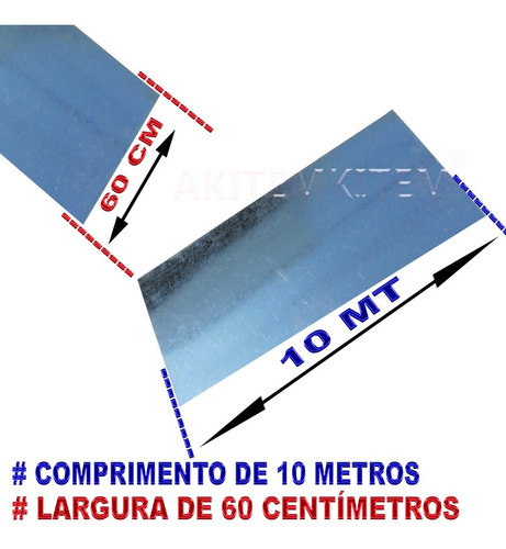 Chapa Folha Lisa Galvanizada Ou Lata Zincada 60 Centímetros X 10 Metros Para Calha Rufos Tampa Fechamento E Painel