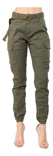 Pantalones Jogger Cargo Solid Co De Cintura Alta For Mujer .